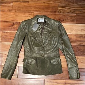YSL Leather Green Riding Jacket
